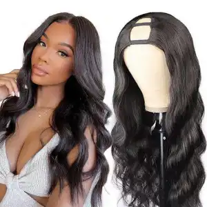 U Part Wig Human Hair Body Wave 30 Inch