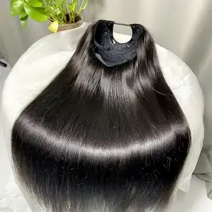 U Part Wig Human Hair Straight Raw Virgin 28 Inch
