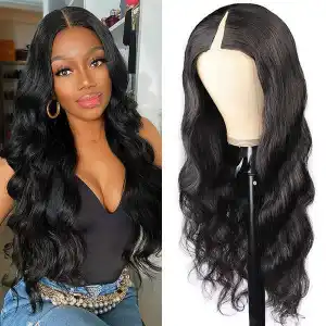 V Part Wig Human Hair Body Wave 22 Inch