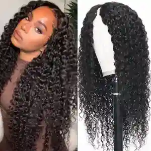 V Part Wig Human Hair Deep Wave Raw 30 Inch