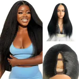 V Part Wig Human Hair Kinky Curly Raw Virgin 20 Inch