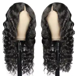 V Part Wig Human Hair Raw Virgin No Glue 22 Inch