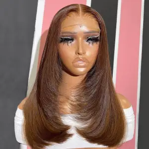 Human Hair Wig with Bangs Natural Wave Glueless Virgin 20 Inch